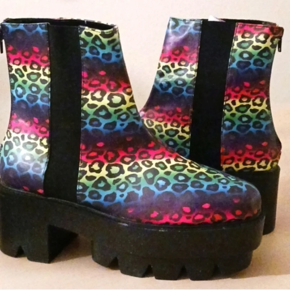 Rainbow Platform Ankle Boots